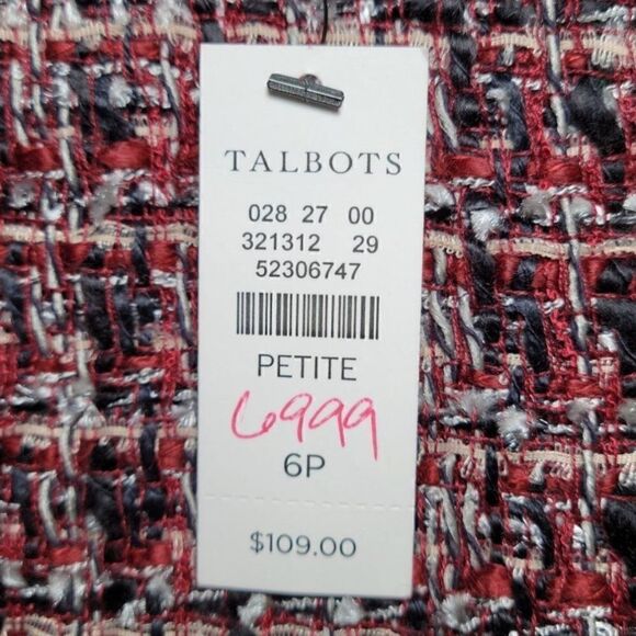 Talbots Textured Plaid Pencil Skirt Sz 6P - Picture 8 of 9